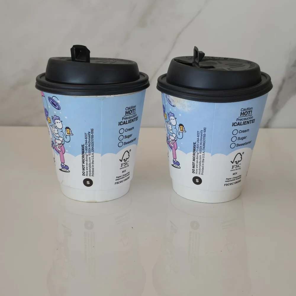 Mc Cafe Doodles Party Cups - Blue and Black Collectible coffee cups Small